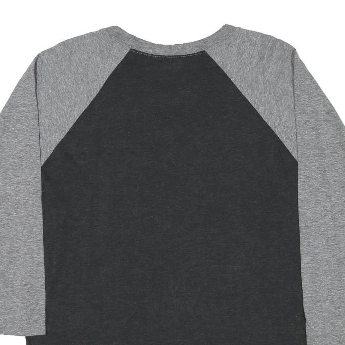 TRUE RELIGION Womens Grey & Black World Tour Graphic 3/4 Sleeve Crew Neck S