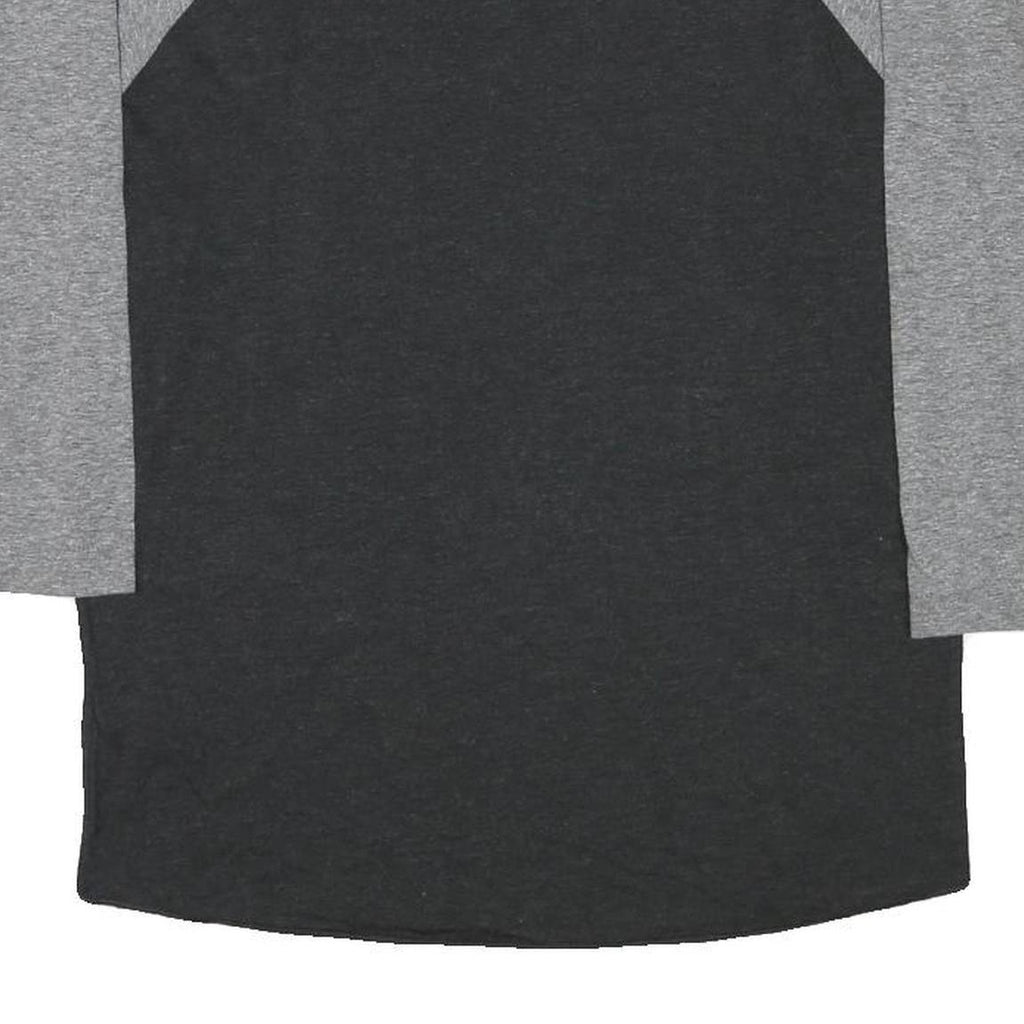 TRUE RELIGION Womens Grey & Black World Tour Graphic 3/4 Sleeve Crew Neck S