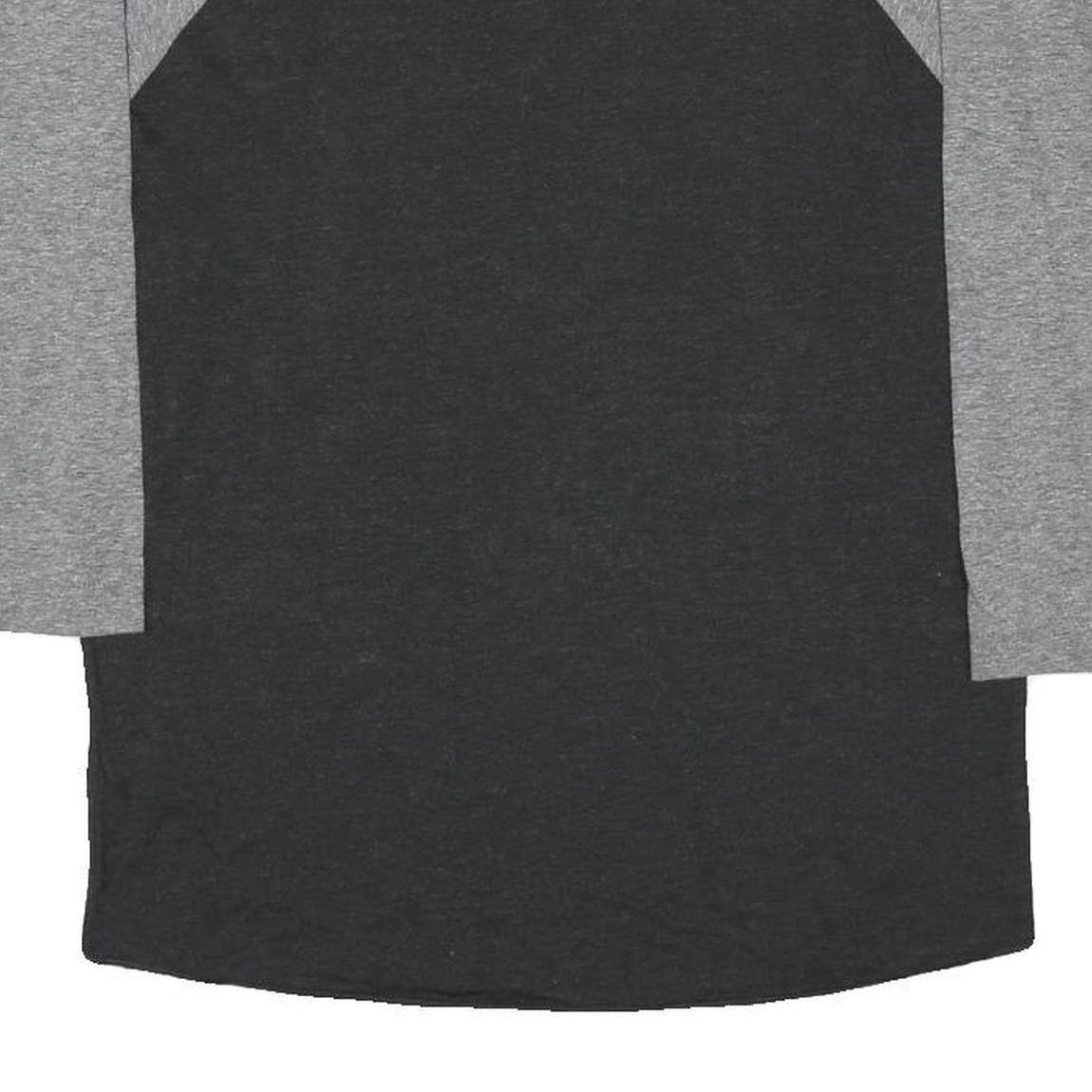 TRUE RELIGION Womens Grey & Black World Tour Graphic 3/4 Sleeve Crew Neck S