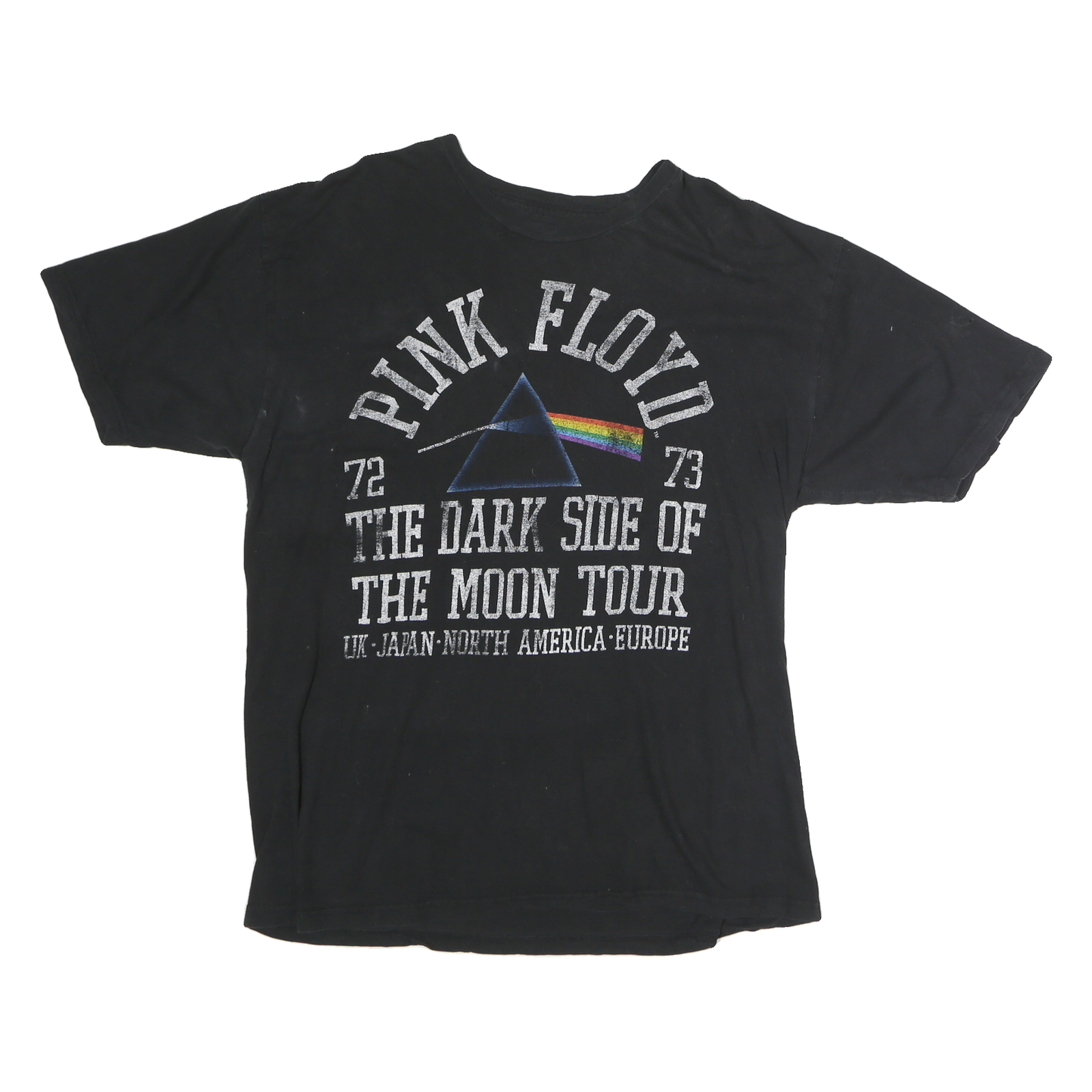 PINK FLOYD Mens Black The Dark Side Of The Moon Tour Graphic T-Shirt XL Short
