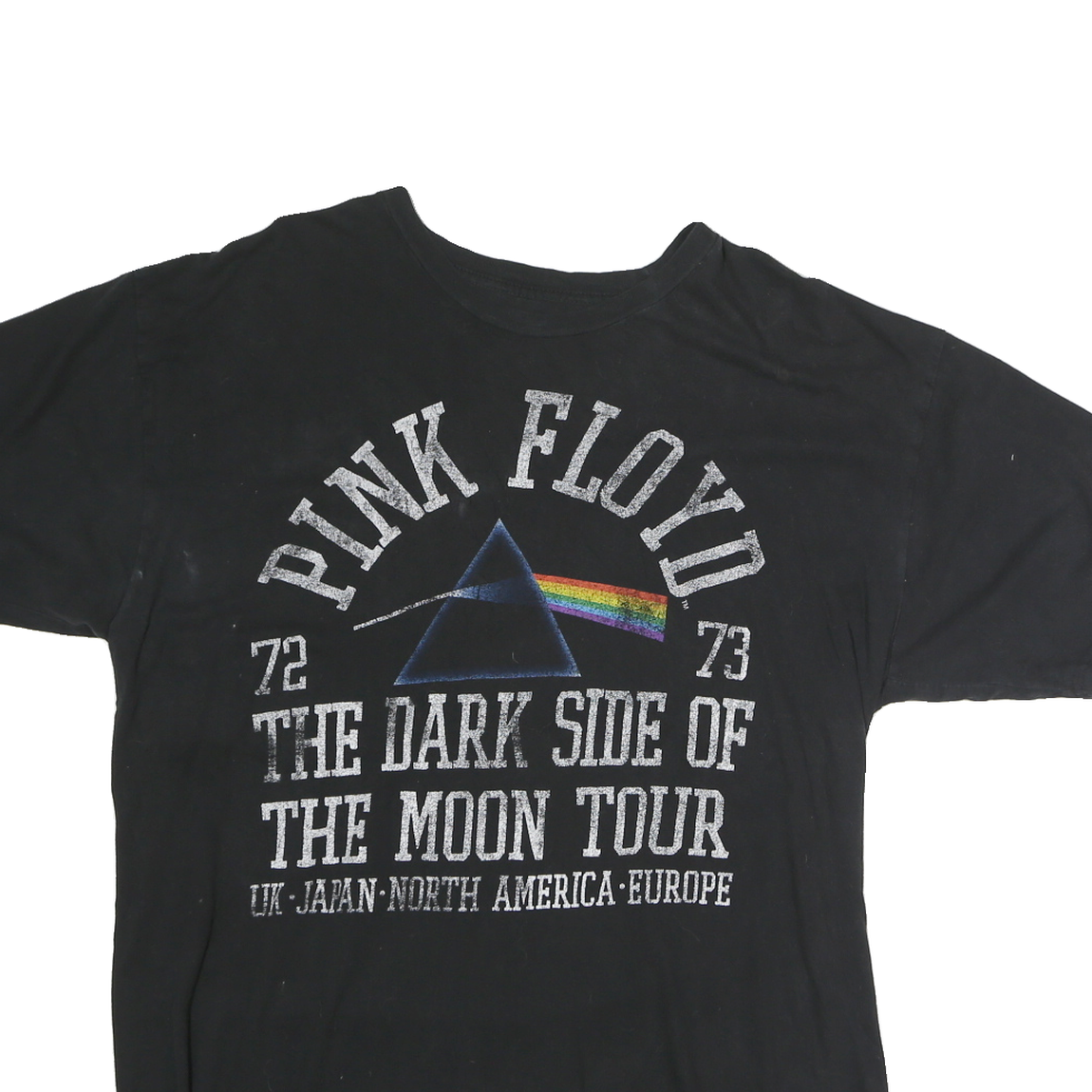 PINK FLOYD Mens Black The Dark Side Of The Moon Tour Graphic T-Shirt XL Short