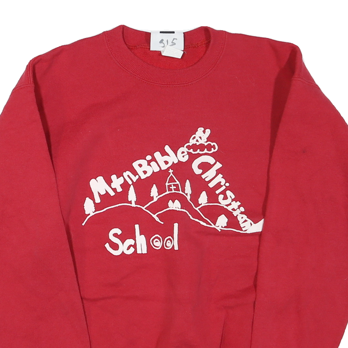LEE Mens Red Mt n Bible Christian School Crew Neck M Cotton Blend Sweatshirt