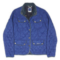Barbour Womens Blue Quilted Jacket M Polyester Blend Button Closure Classic
