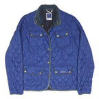 Barbour Womens Blue Quilted Jacket M Polyester Blend Button Closure Classic
