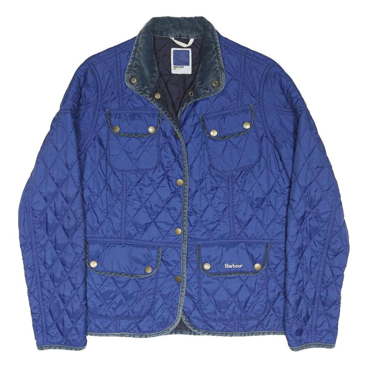 Barbour Womens Blue Quilted Jacket M Polyester Blend Button Closure Classic