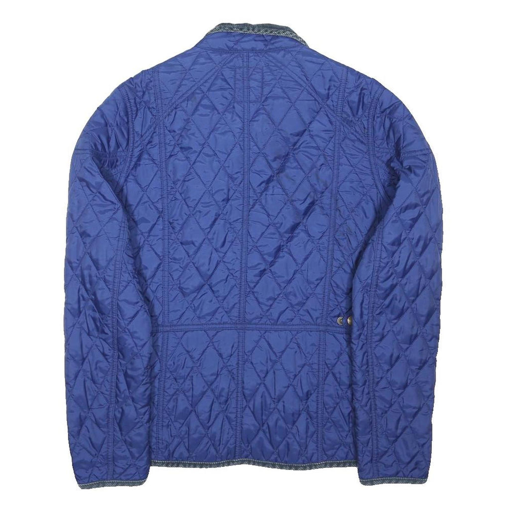 Barbour Womens Blue Quilted Jacket M Polyester Blend Button Closure Classic