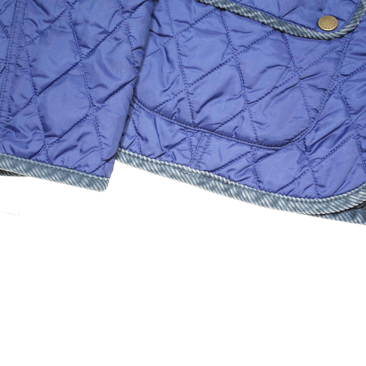 Barbour Womens Blue Quilted Jacket M Polyester Blend Button Closure Classic
