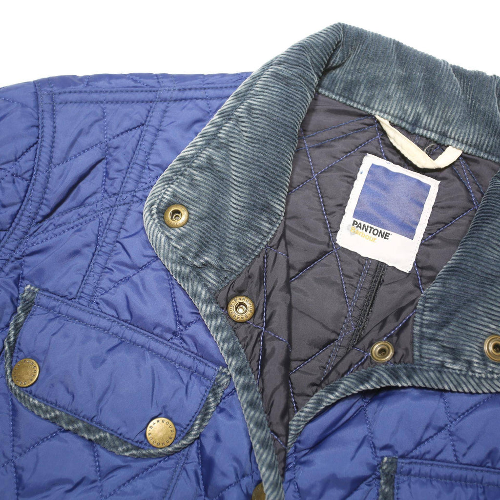 Barbour Womens Blue Quilted Jacket M Polyester Blend Button Closure Classic