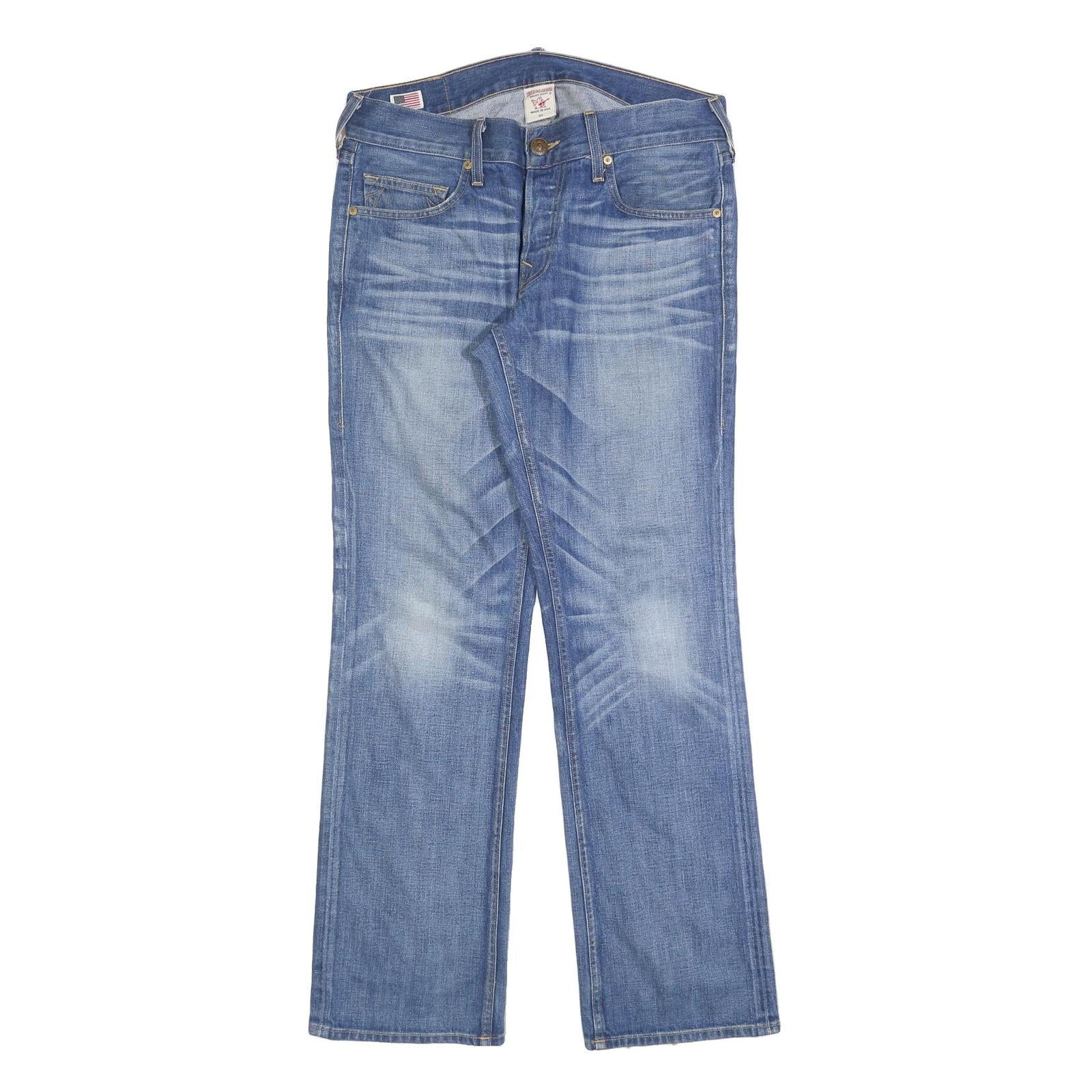 TRUE RELIGION Mens Blue Regular Straight Denim Medium W33 L33 Button Closure