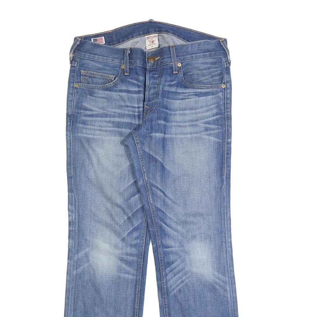 TRUE RELIGION Mens Blue Regular Straight Denim Medium W33 L33 Button Closure