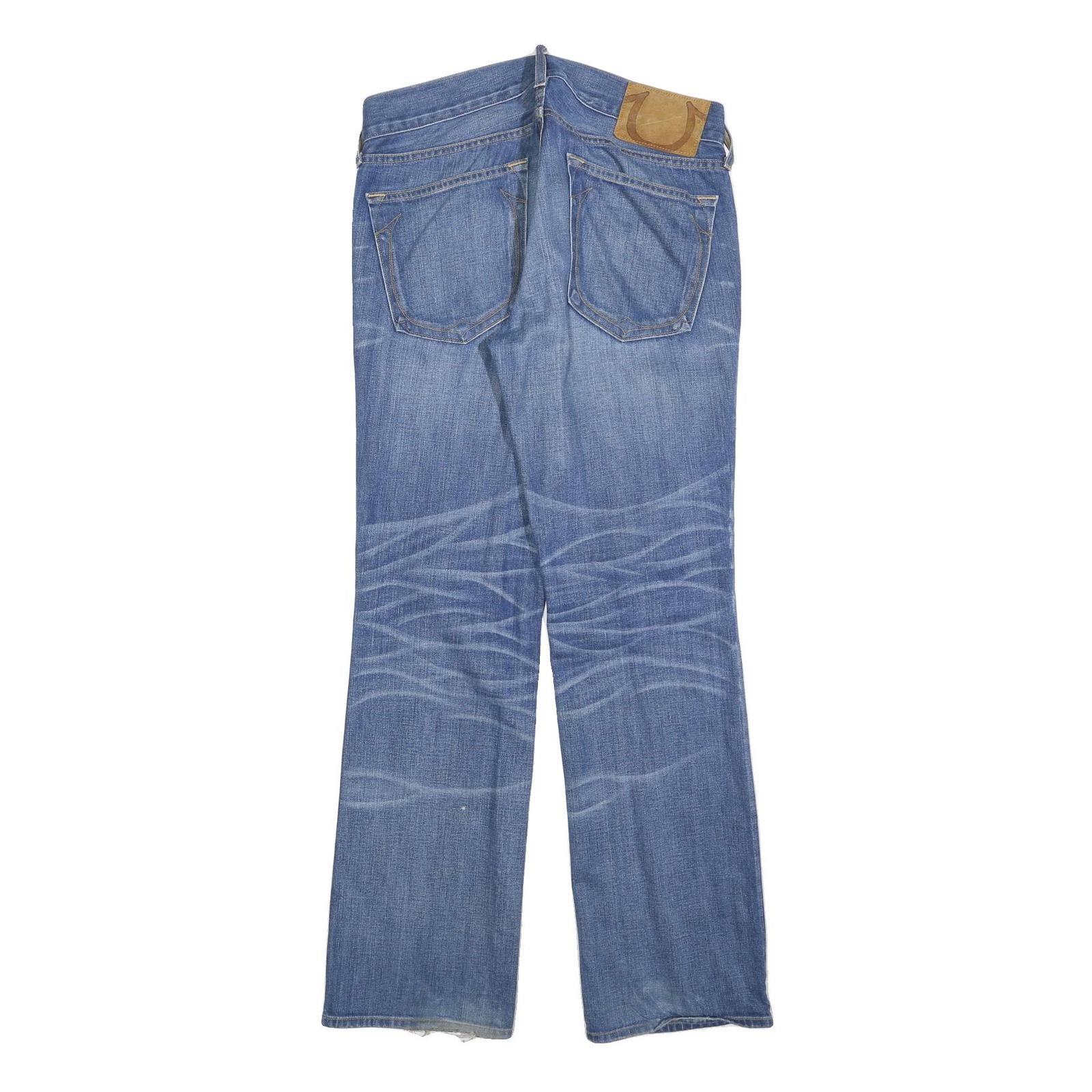 TRUE RELIGION Mens Blue Regular Straight Denim Medium W33 L33 Button Closure