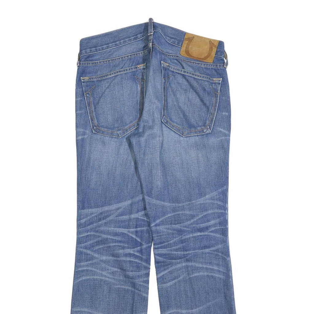 TRUE RELIGION Mens Blue Regular Straight Denim Medium W33 L33 Button Closure