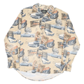 REDHEAD Mens Beige Route 66 Classic Cars Cotton Blend Shirt S Vintage Print