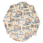 REDHEAD Mens Beige Route 66 Classic Cars Cotton Blend Shirt S Vintage Print