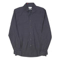 REISS Mens Navy Blue Check Shirt M Cotton Blend Long Sleeve Button Down Collar