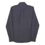 REISS Mens Navy Blue Check Shirt M Cotton Blend Long Sleeve Button Down Collar