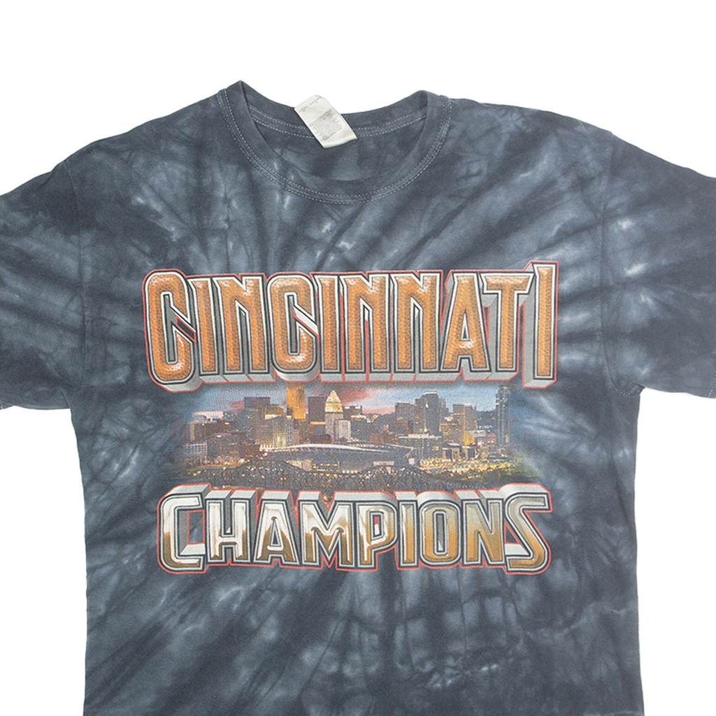 COLORTONE Mens Black Tie Dye Cincinnati Champions Graphic T-Shirt M Short Sleeve