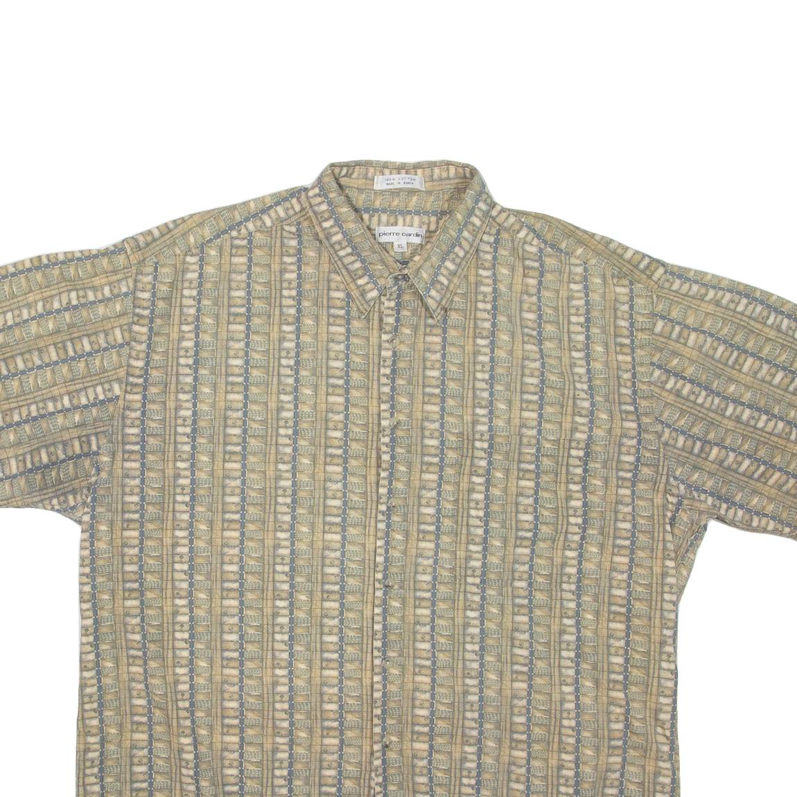 PIERRE CARDIN Mens Shirt Green Striped XL