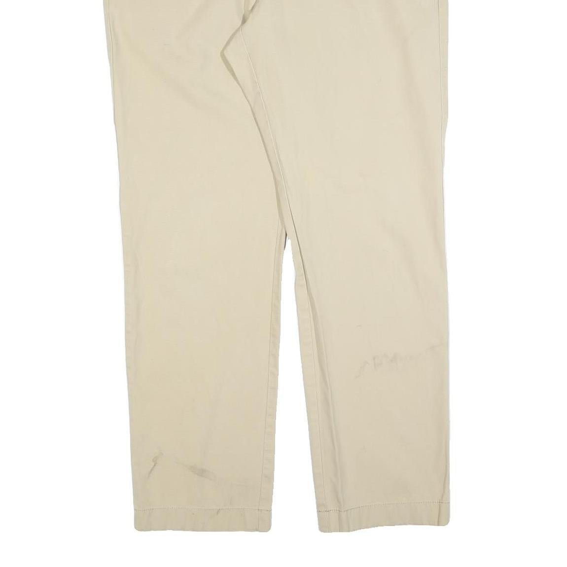 TOMMY HILFIGER Mens Slim Beige Cotton Blend Trousers W36 L32 Zip Classic