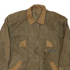 Womens Brown Leather Zip Jacket XL Patch Detail Classic Outerwear