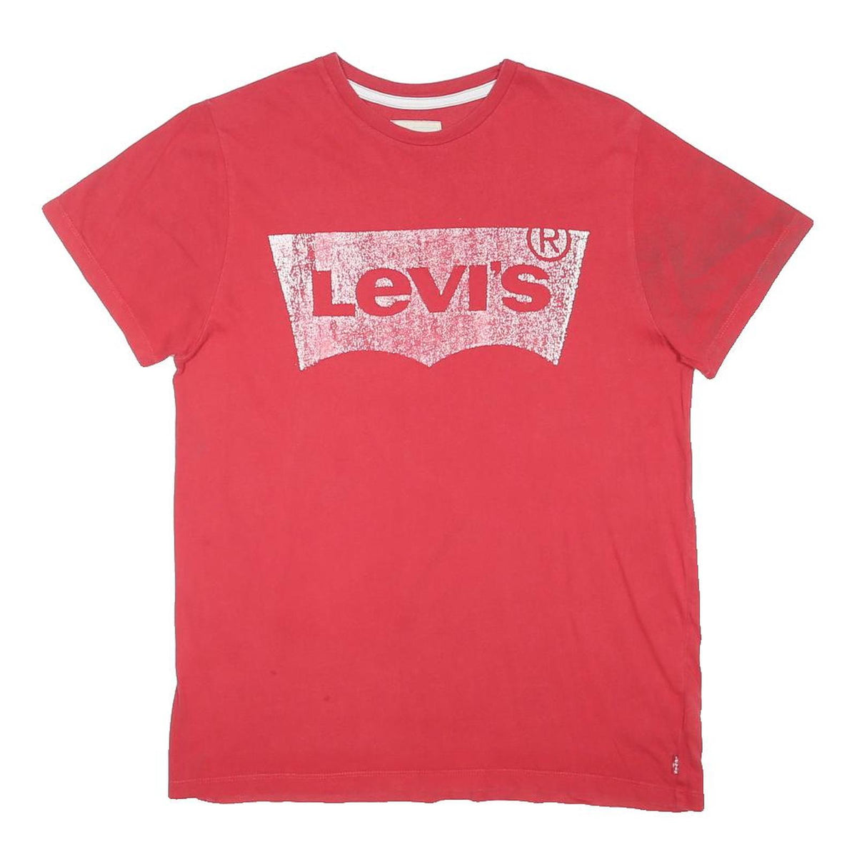 LEVI'S Womens Red T-Shirt UK 16 Short Sleeve Crew Neck Vintage Logo Cotton Blend