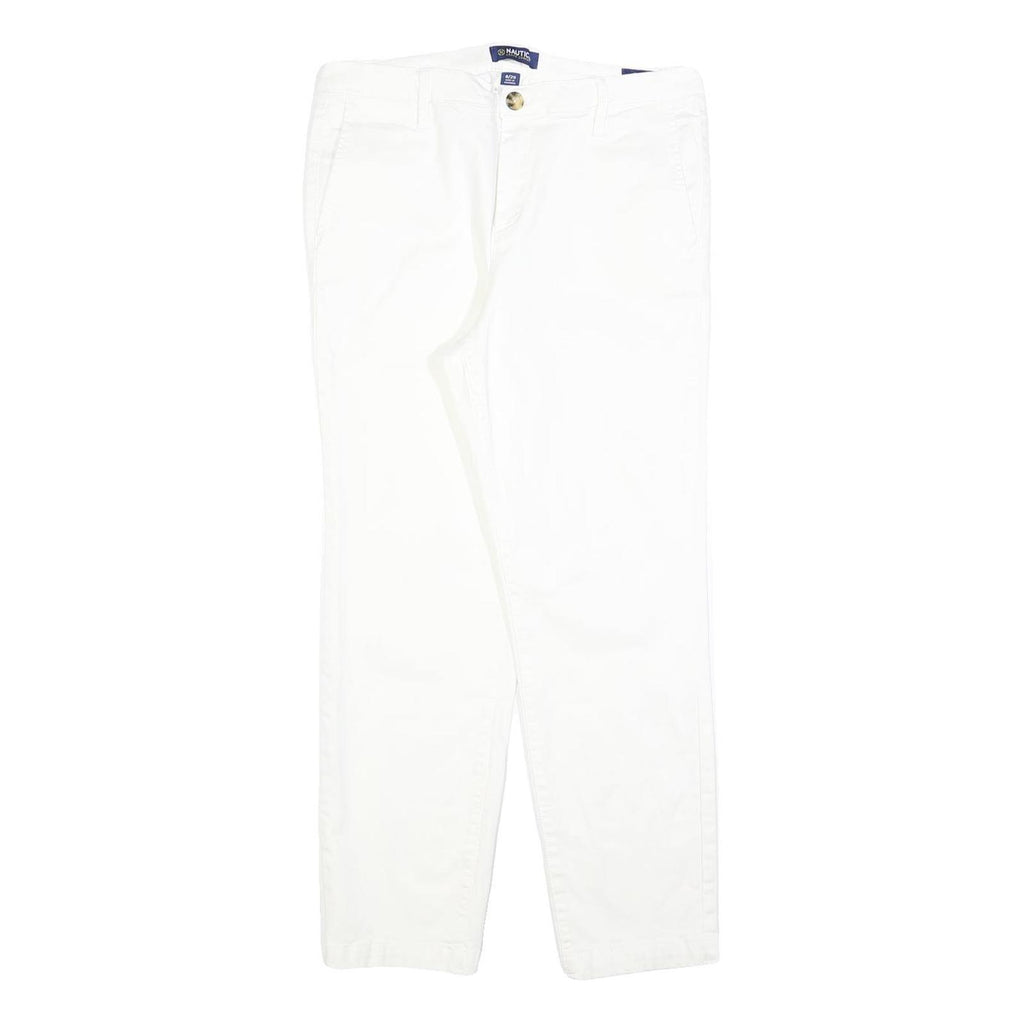 NAUTICA Womens Cotton Blend White Slim Straight Trousers W29 L27 Slim Fit Zip