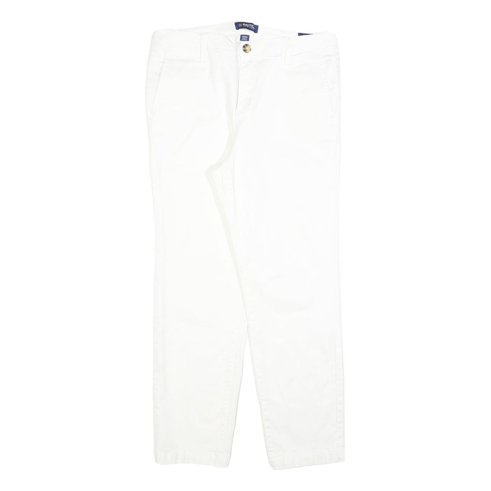 NAUTICA Womens Cotton Blend White Slim Straight Trousers W29 L27 Slim Fit Zip