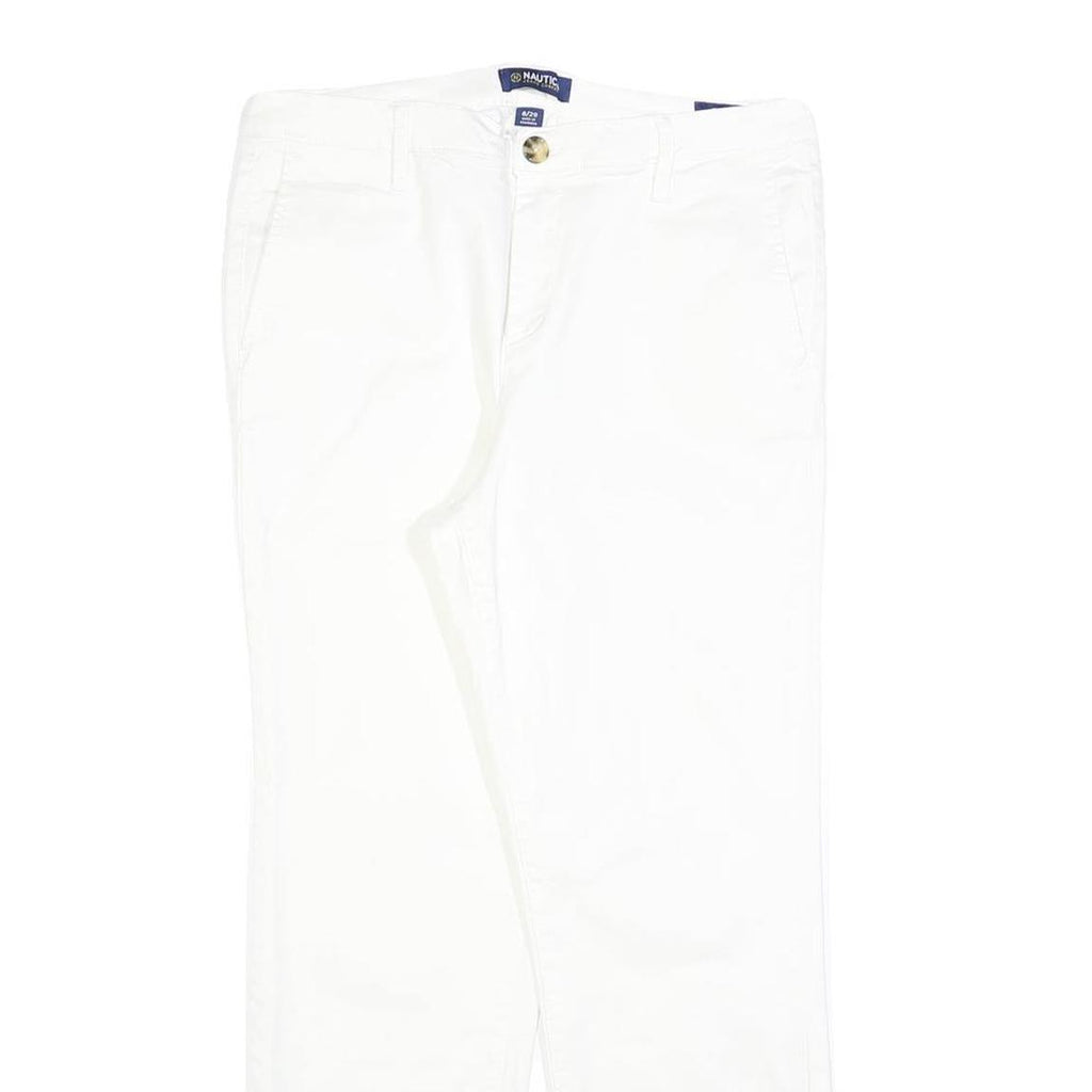 NAUTICA Womens Cotton Blend White Slim Straight Trousers W29 L27 Slim Fit Zip