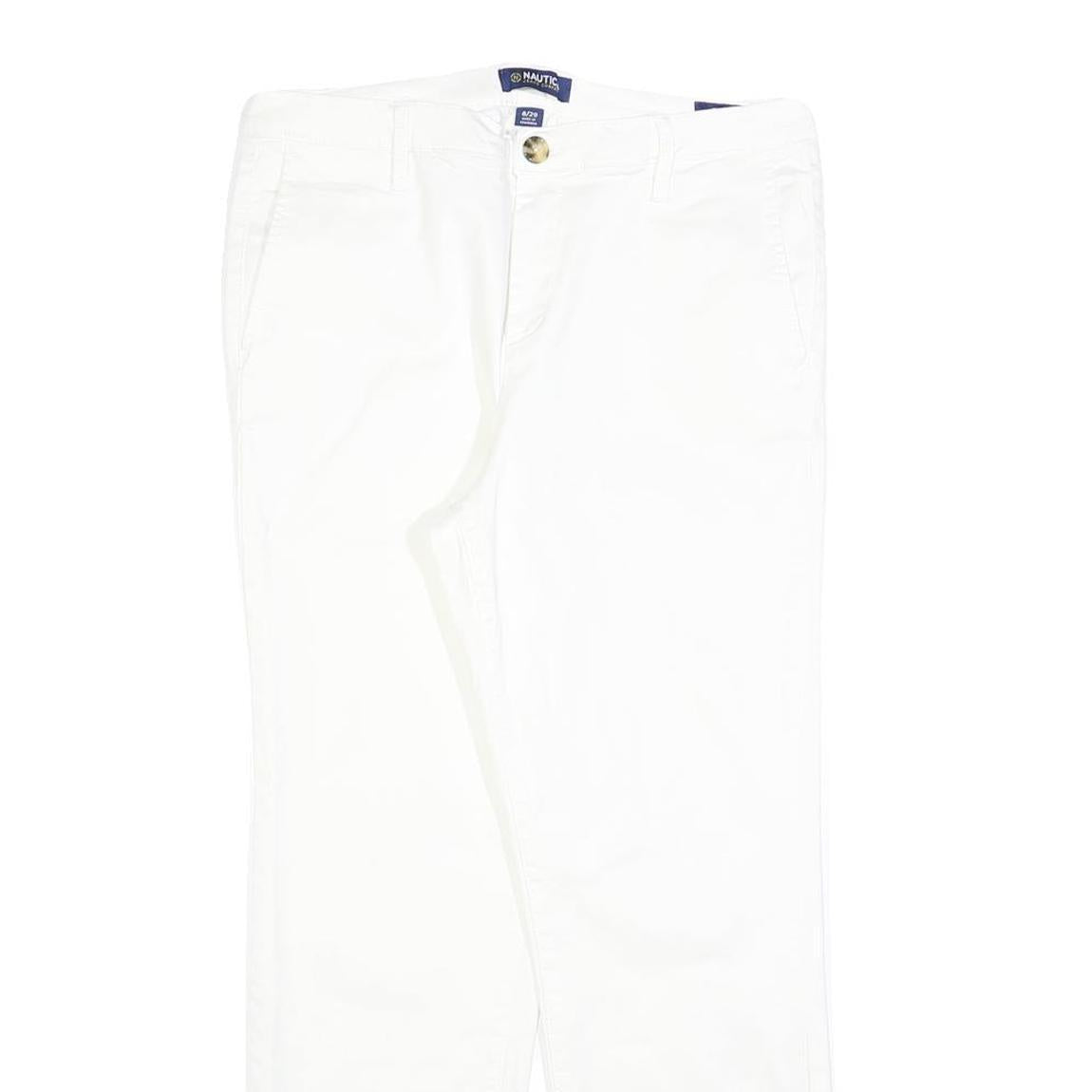 NAUTICA Womens Cotton Blend White Slim Straight Trousers W29 L27 Slim Fit Zip