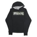 CHAMPION Mens Black Hooded Pullover Hoodie S Cotton Blend Camouflage Logo