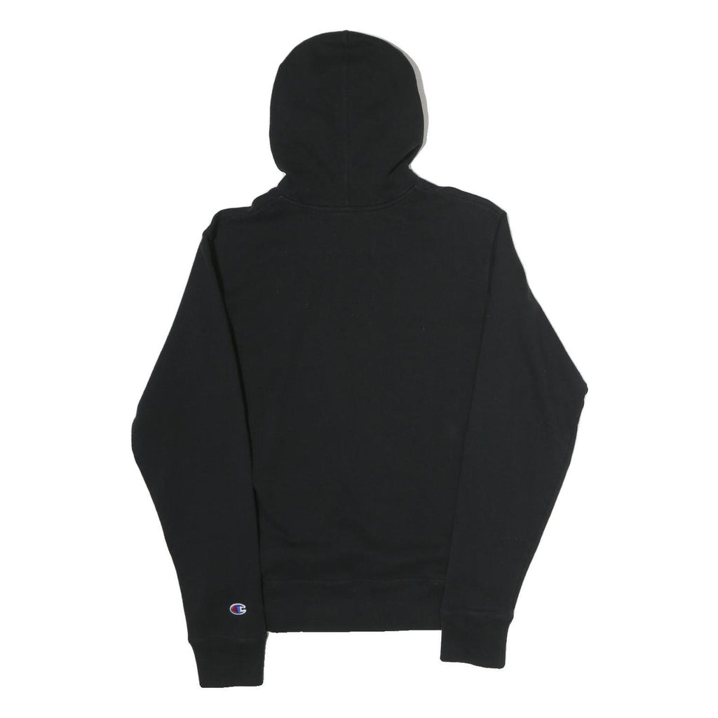 CHAMPION Mens Black Hooded Pullover Hoodie S Cotton Blend Camouflage Logo