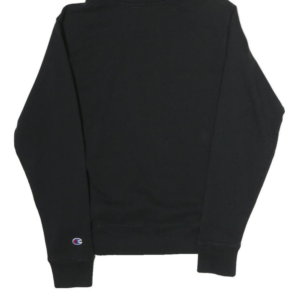 CHAMPION Mens Black Hooded Pullover Hoodie S Cotton Blend Camouflage Logo