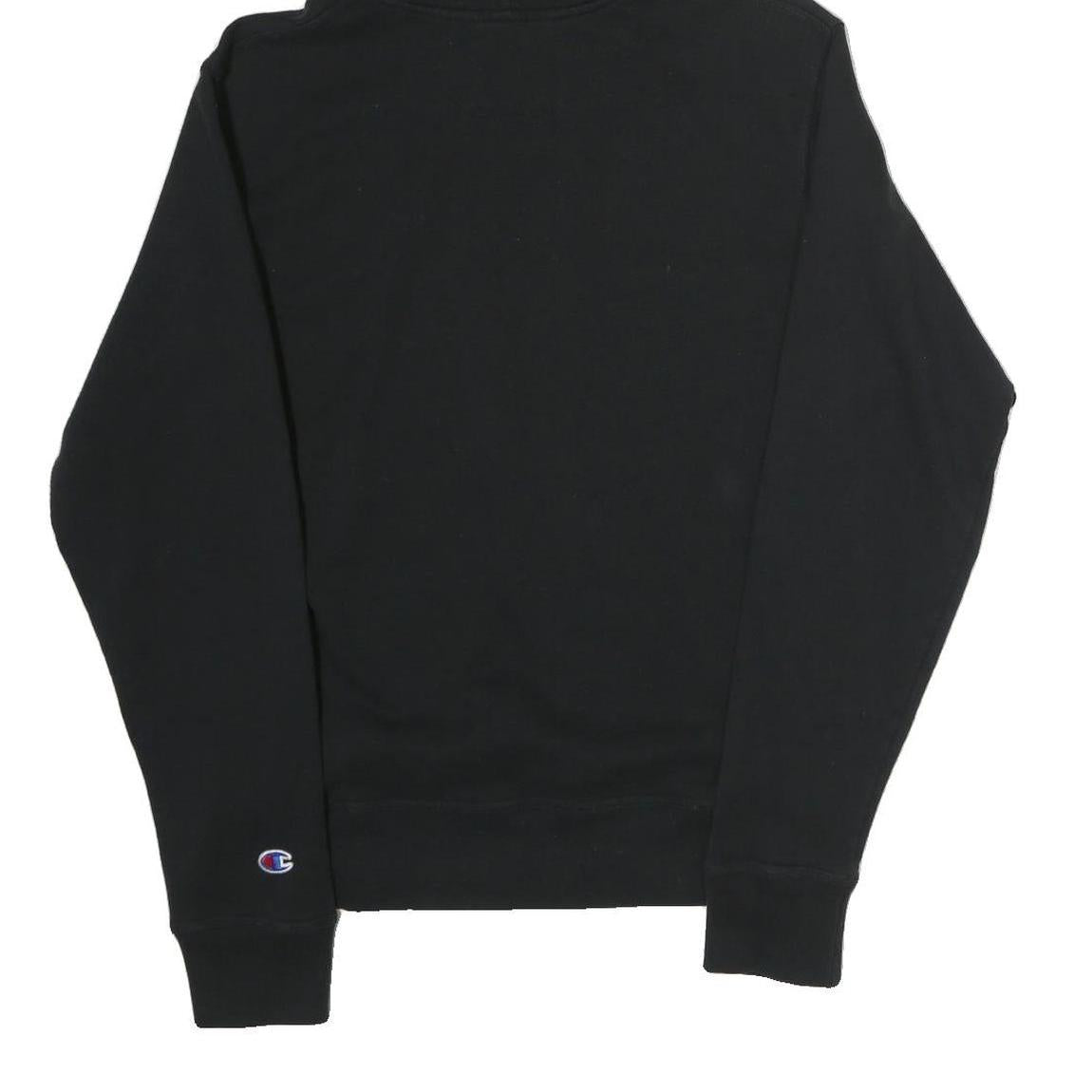 CHAMPION Mens Black Hooded Pullover Hoodie S Cotton Blend Camouflage Logo