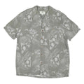 ISLAND SHORES Mens Grey & White Floral Print Cotton Blend Shirt L Tropical