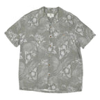 ISLAND SHORES Mens Grey & White Floral Print Cotton Blend Shirt L Tropical