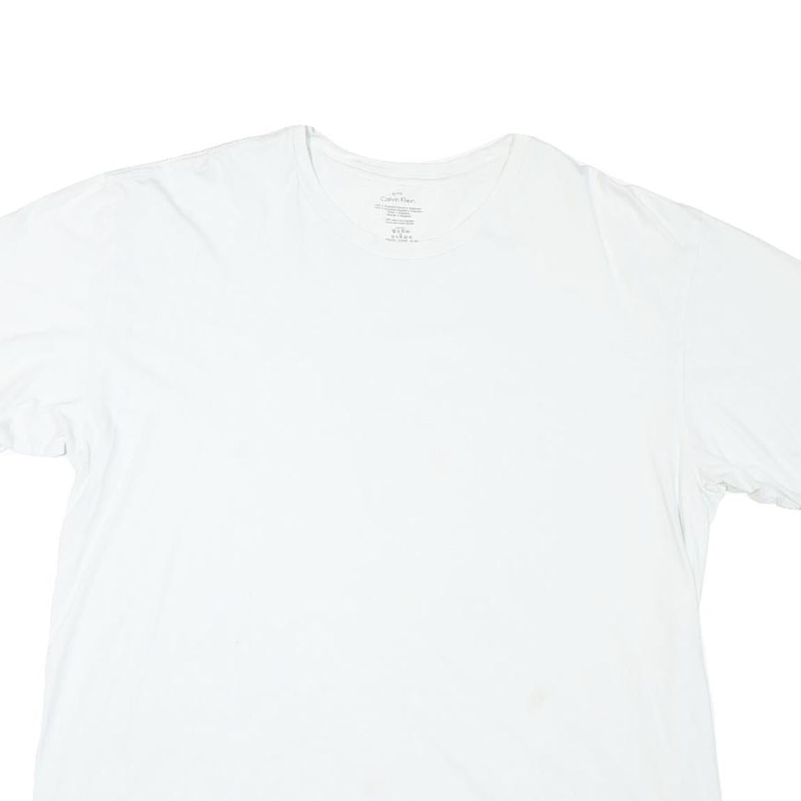 CALVIN KLEIN Mens White XL Plain Crew Neck Short Sleeve Casual T-Shirt
