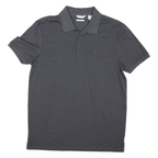 CALVIN KLEIN Mens Grey Short Sleeve Plain Polo Shirt S Cotton Casual