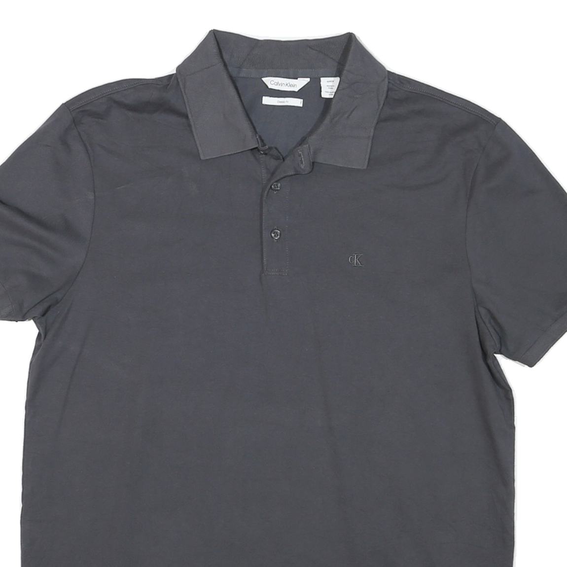 CALVIN KLEIN Mens Grey Short Sleeve Plain Polo Shirt S Cotton Casual