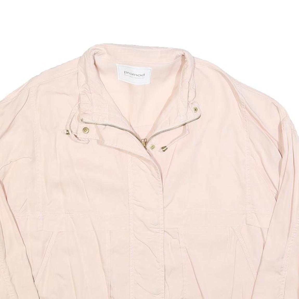 PROMOD Womens Pink Cotton Blend Casual Jacket L Zip Plain Lightweight Relaxed