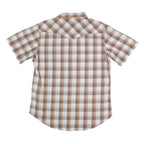 WRANGLER Mens Beige & White Cotton Blend Shirt M Western Style Short Sleeve