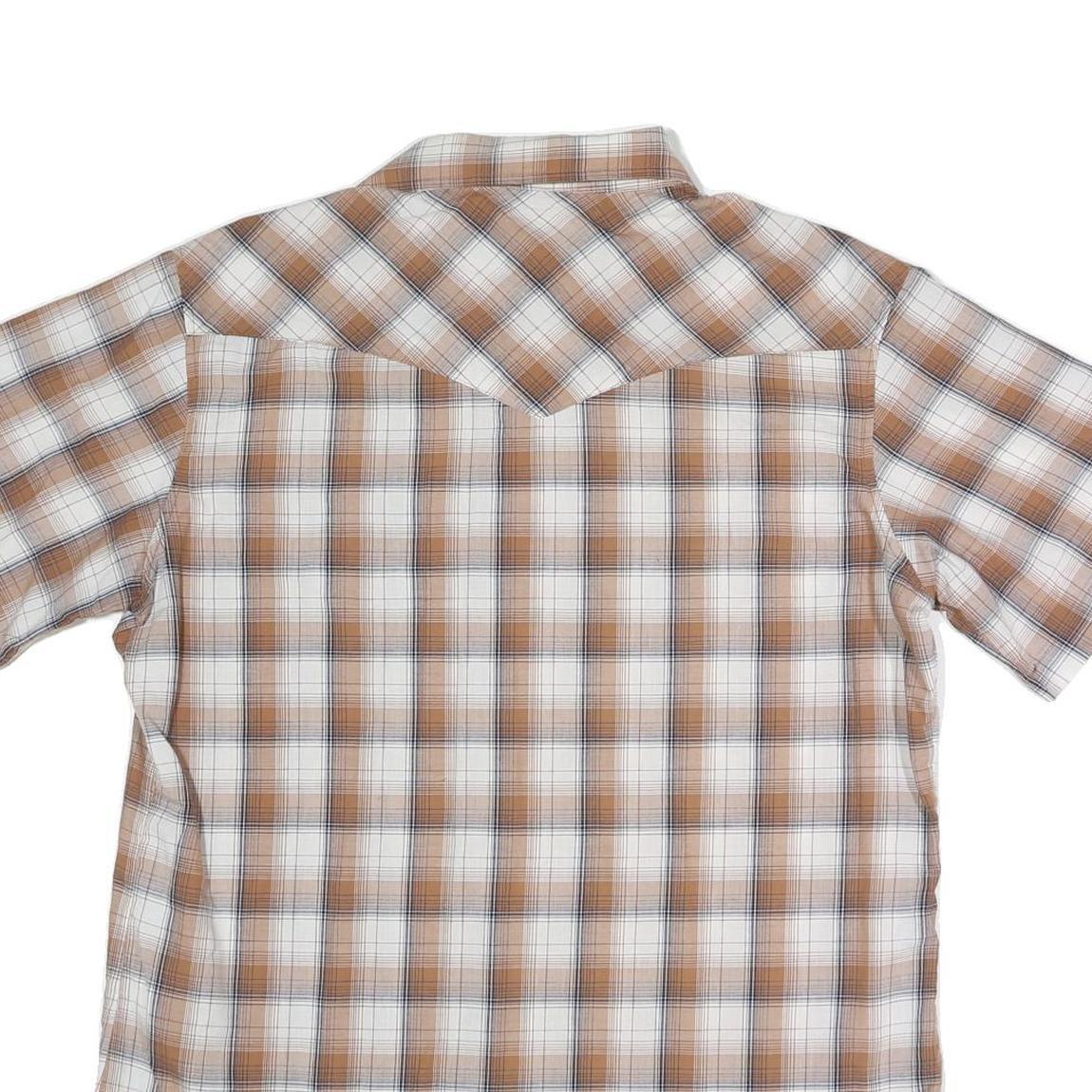 WRANGLER Mens Beige & White Cotton Blend Shirt M Western Style Short Sleeve