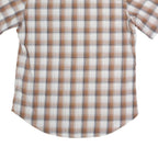 WRANGLER Mens Beige & White Cotton Blend Shirt M Western Style Short Sleeve
