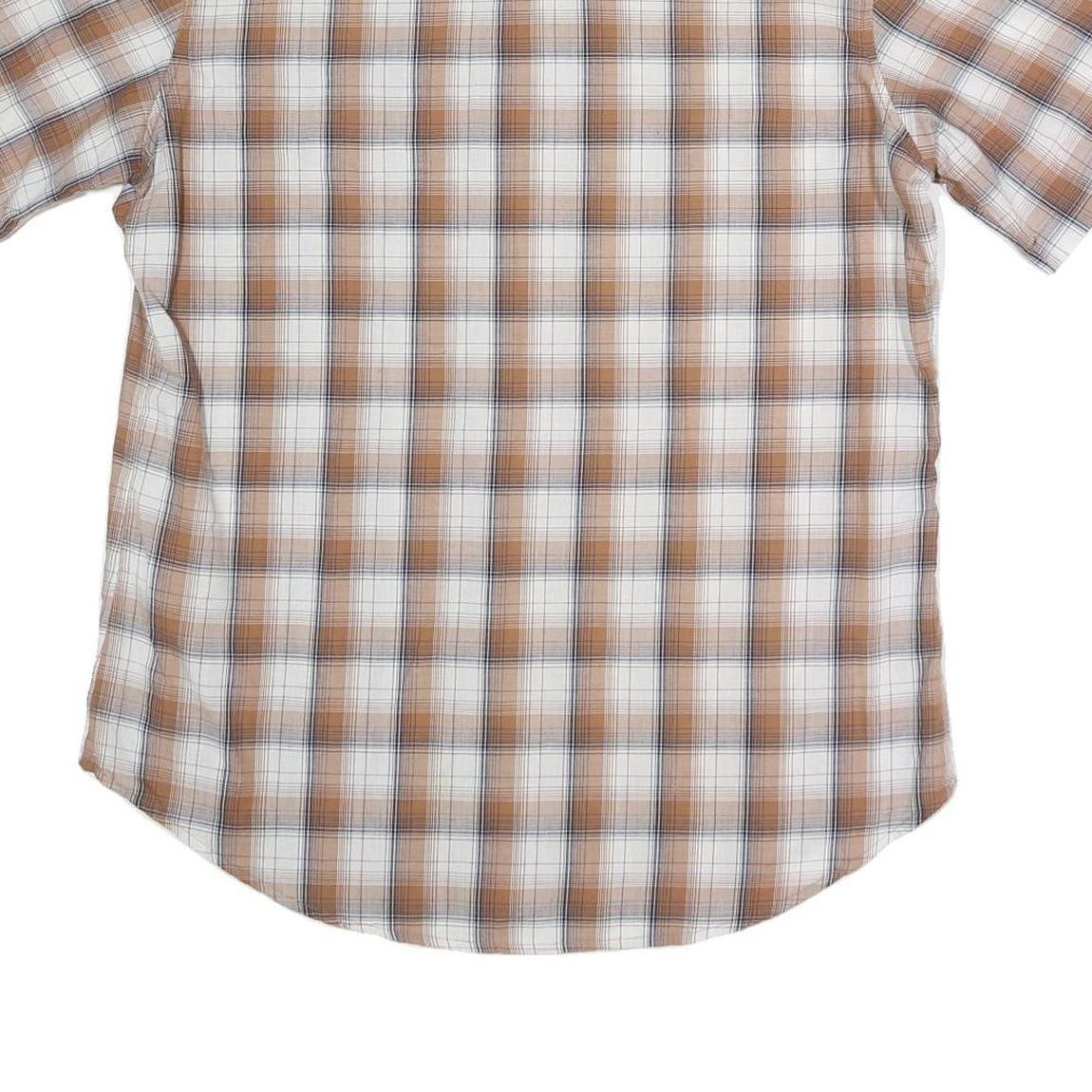 WRANGLER Mens Beige & White Cotton Blend Shirt M Western Style Short Sleeve