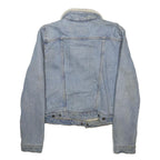 LEVI'S Womens Blue Denim Sherpa Collar Jacket M Cotton Button Winter Outerwear