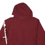 CHAMPION Mens Maroon Hoodie L Cotton Blend Pullover Sweatshirt Logo Sleeve