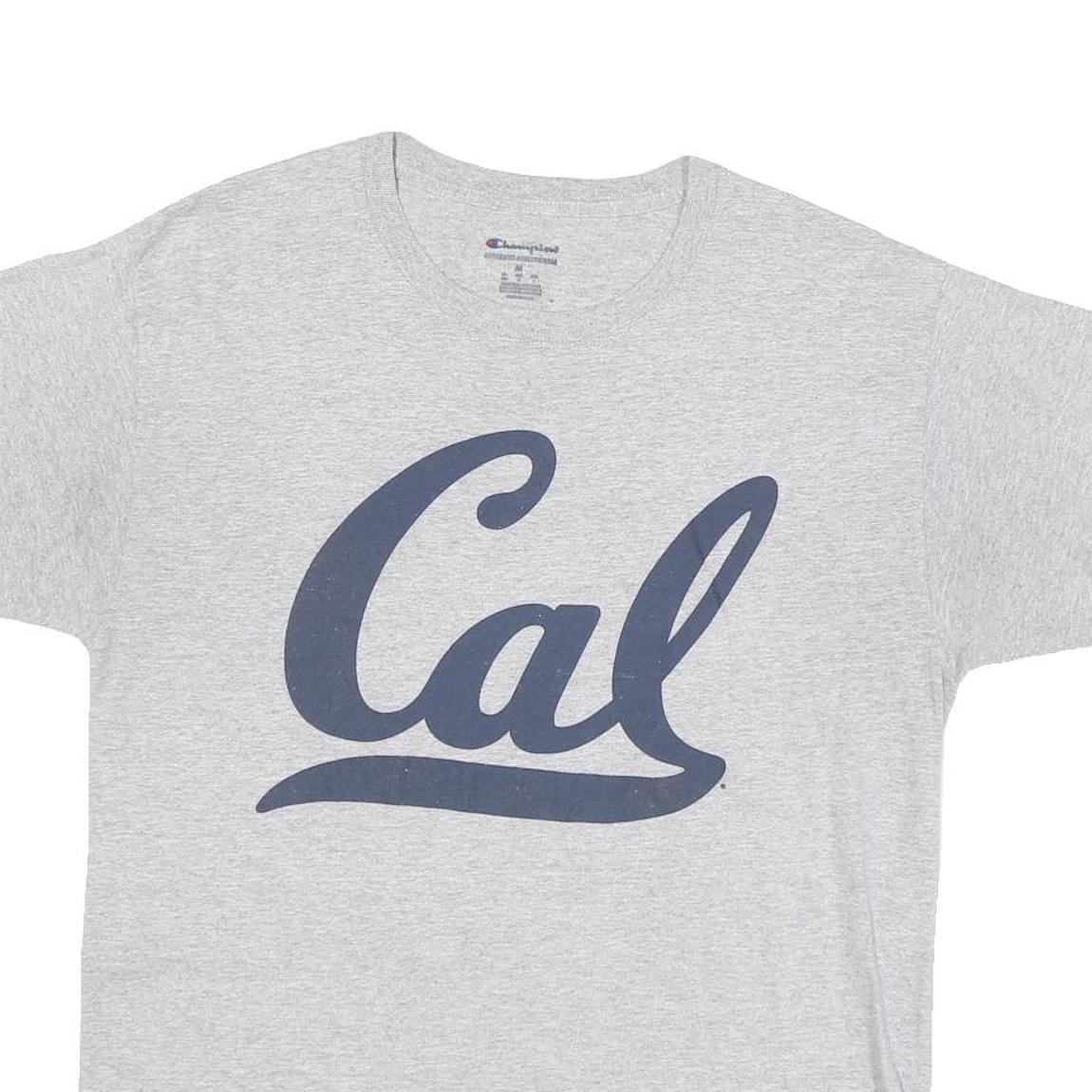 CHAMPION Mens Grey Cal Graphic T-Shirt M Short Sleeve Crew Neck Cotton Blend