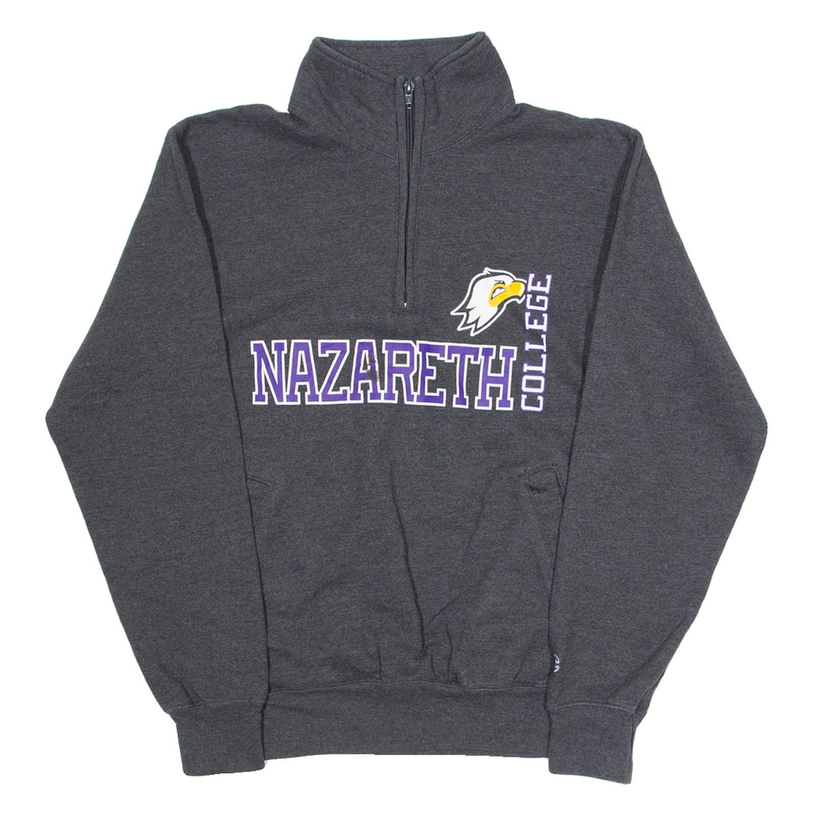 CHAMPION Nazareth College Mens Sweatshirt Grey 1/4 Zip USA S