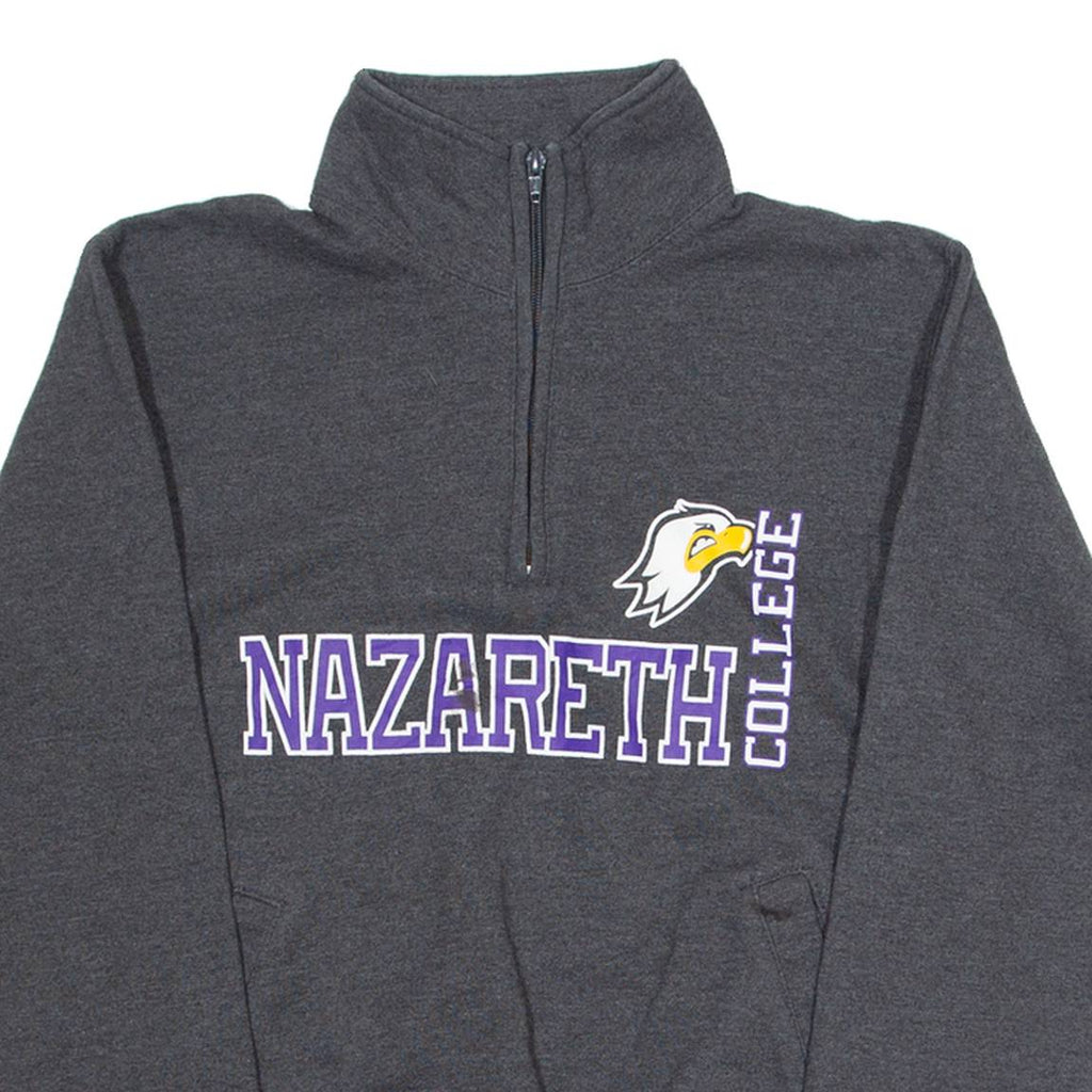 CHAMPION Nazareth College Mens Sweatshirt Grey 1/4 Zip USA S
