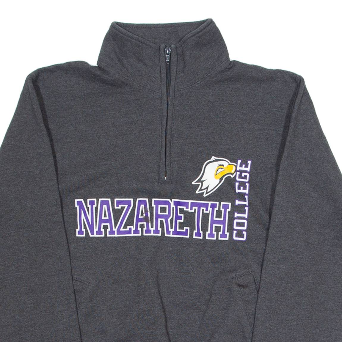 CHAMPION Nazareth College Mens Sweatshirt Grey 1/4 Zip USA S