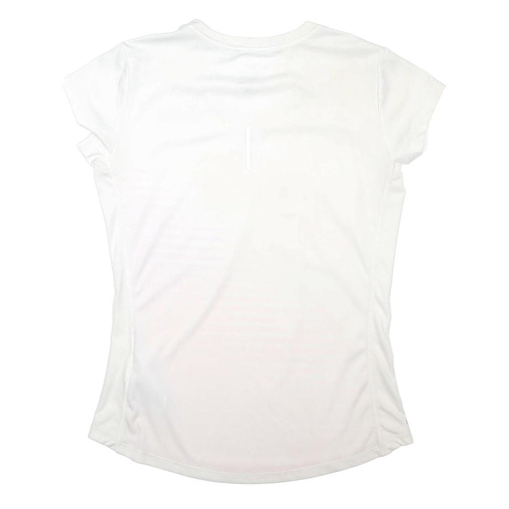 NIKE RUNNING Womens White & Pink Graphic T-Shirt M V-Neck Short Sleeve